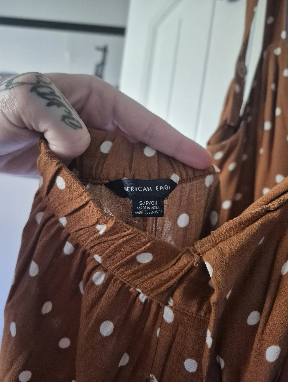 Burnt Orange Polka Dot Jumpsuit - Picture 4 of 8